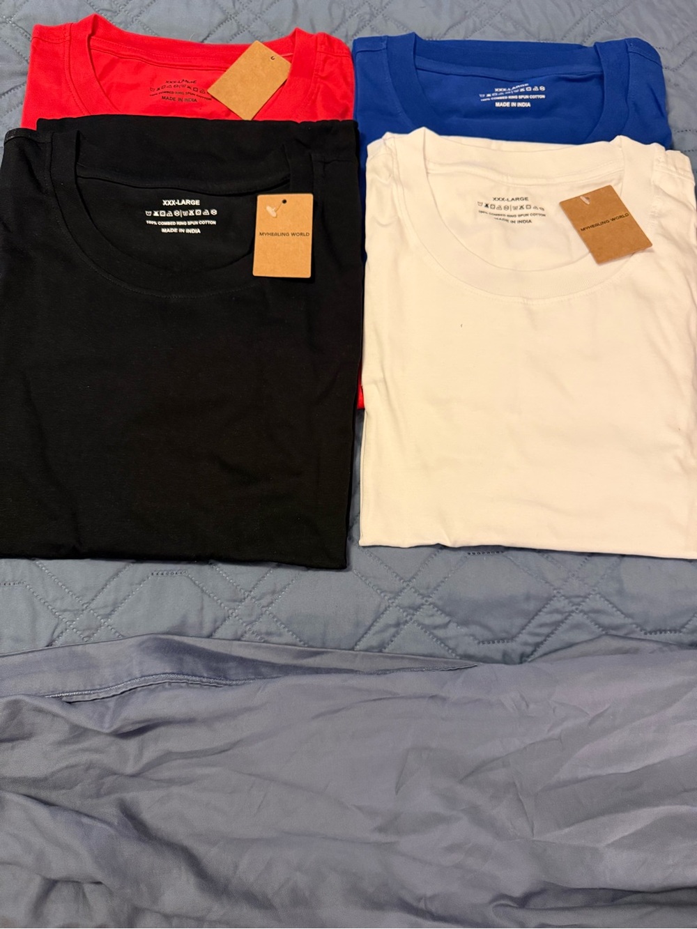 My Healing World Classic Crewneck T-Shirt - Black, White, Red, Blue (Set of 4)